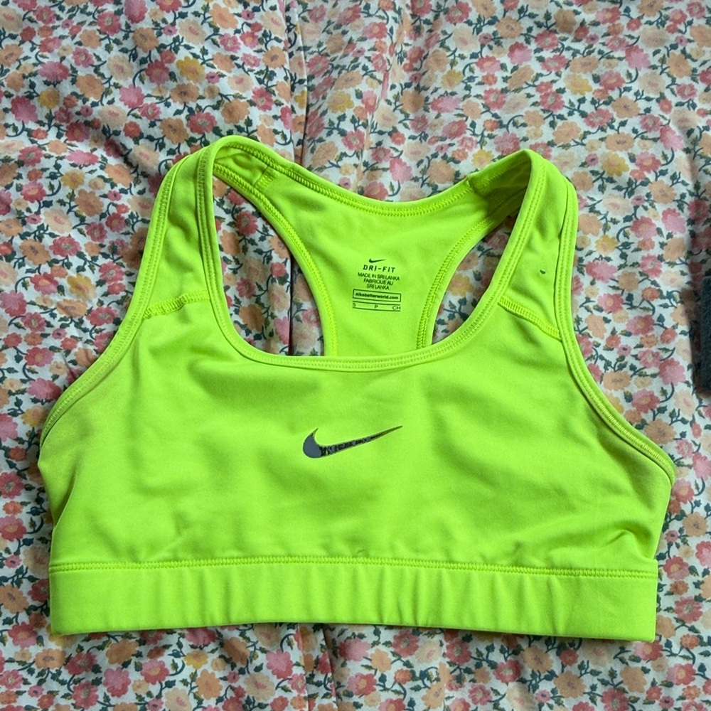 Nike Neon Yellow-Green Dri-FIT Racerback Sports Bra